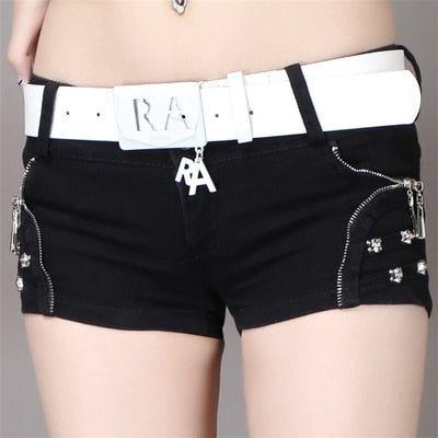 Punk Skull Low Waisted Lace-up White Thin Denim Shorts Goth Rock Sexy Shorts