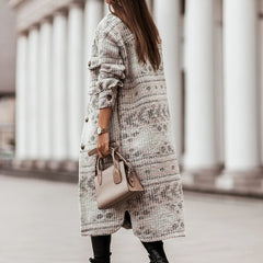 Winter Jacket Turn Down Thin Plaid Long Oversize Thin Retro Female Streetwear Coat