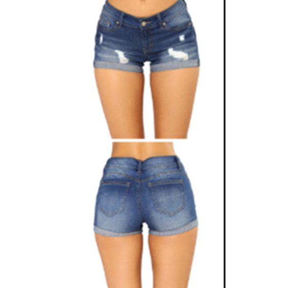 Woemnlow rise cuffed denim shorts distressed ripped jeans shorts