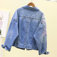 Flower Pearl Ripped Denim Jacket