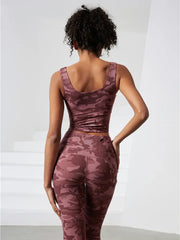 Support Ladies Camo Top Push Up Zip Front Close Padded Active Wear Sports Bra