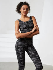 Support Ladies Camo Top Push Up Zip Front Close Padded Active Wear Sports Bra