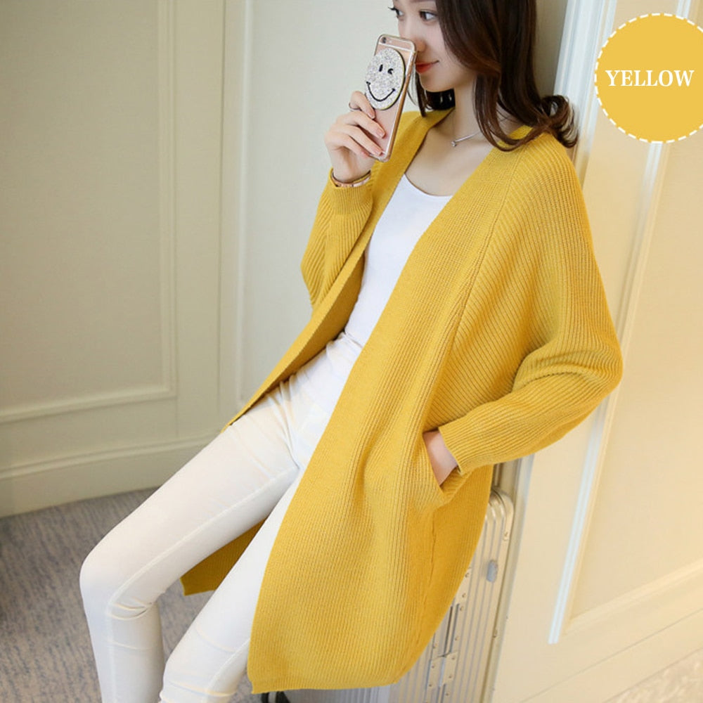 Bat Sleeve Knitted Plus Size Jacket Loose Ladies Sweaters Cardigans