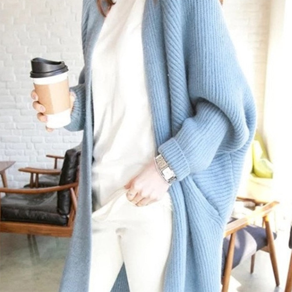 Bat Sleeve Knitted Plus Size Jacket Loose Ladies Sweaters Cardigans
