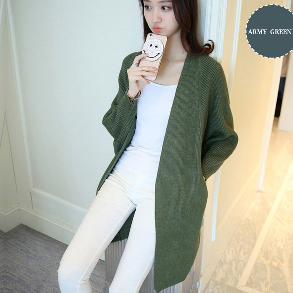 Bat Sleeve Knitted Plus Size Jacket Loose Ladies Sweaters Cardigans