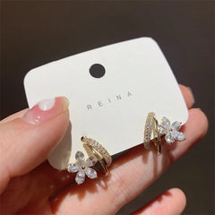 New Arrival Fashion Classic Flower Zircon Cute Elegant Female Trendy Jewelry Gift Earring