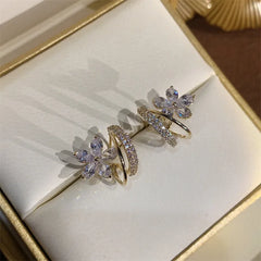 New Arrival Fashion Classic Flower Zircon Cute Elegant Female Trendy Jewelry Gift Earring