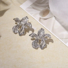 New Irregular Flower Unique Design Exaggerated Gold Hollow Metal Earring