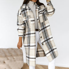 Plaid Long Blouses Coat
