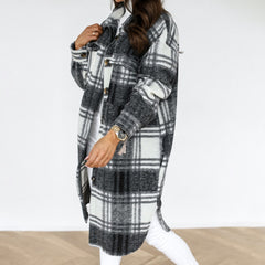 Plaid Long Blouses Coat