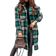 Plaid Long Blouses Coat