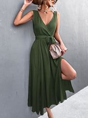 Sleeveless V Neck Long Party Dress
