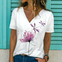 Elegant Flower Droganfly Printed Tops