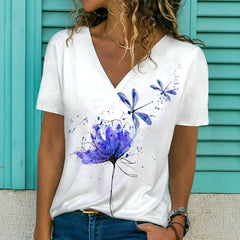 Elegant Flower Droganfly Printed Tops