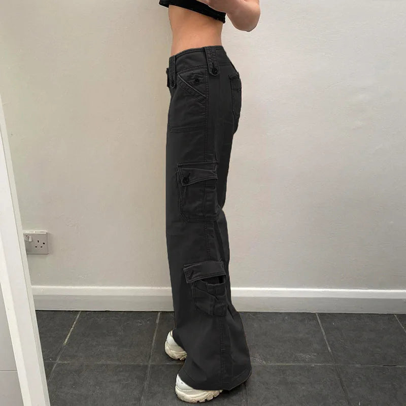 Summer Double-breasted Cargo Multi-pocket Denim Pants