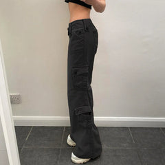 Summer Double-breasted Cargo Multi-pocket Denim Pants