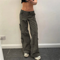 Summer Double-breasted Cargo Multi-pocket Denim Pants