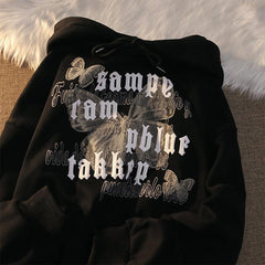 New Korean Version Loose Butterfly Letter Print Hoodie