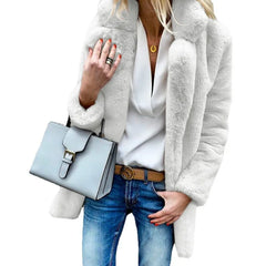 Autumn Winter New Long Sleeve Polo Collar Fur Coat