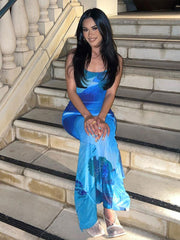 Blue Boho Printed Yellow Sundress