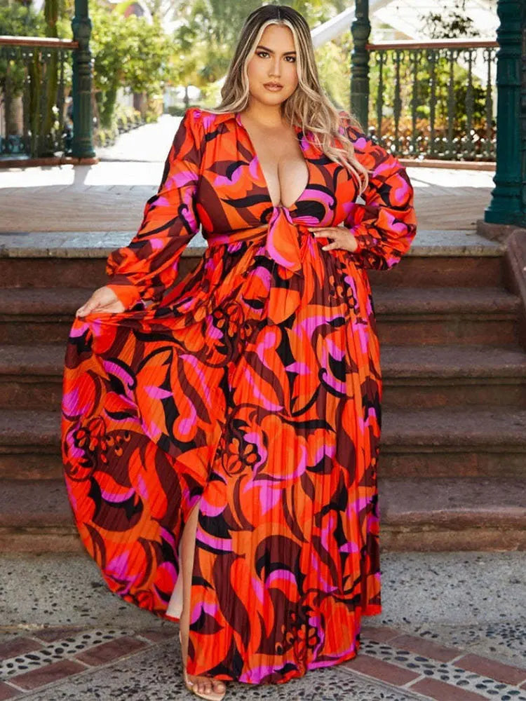 Deep V Neck High Slit Party Beach Wear Boho Dress
