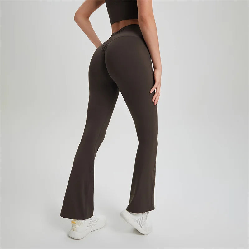 Push Up Gym Pants V Back Scrunch Flared Fitness Yoga Sports Leggings