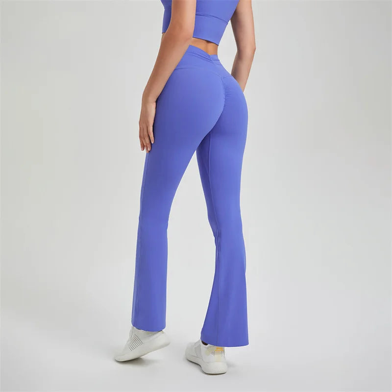 Push Up Gym Pants V Back Scrunch Flared Fitness Yoga Sports Leggings