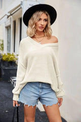 New Autumn And Winter WomenLong Sleeve V-neck Loose Fashionable Knitwear Sexy Sweater