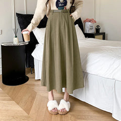 New Autumn Winter Corduroy Womens Fashion High Waist Ball Gown Korean Ladies Casual Long Skirt