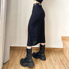 New Black Sexy Irregular Summer Charm Split Long Slim Party Bodycon Skirt
