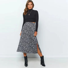 Leopard Print Split Fashion Long Skirt