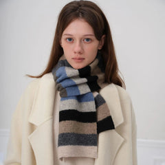 Winter Cashmere Shawl Colorful Striped Neck Scarf