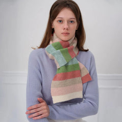Winter Cashmere Shawl Colorful Striped Neck Scarf