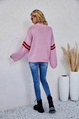 New Winter WomenLoose Round Neck Knitted Pullover Love Long-sleeve Sweater