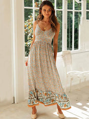 Floral Maxi Elegant Spaghetti Strap Boho Dress