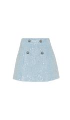 BLUE SEQUIN BOUCLE MINI SKIRT