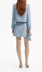 BLUE SEQUIN BOUCLE JACKET