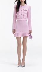 PINK SEQUIN TEXTURED KNIT JACKET