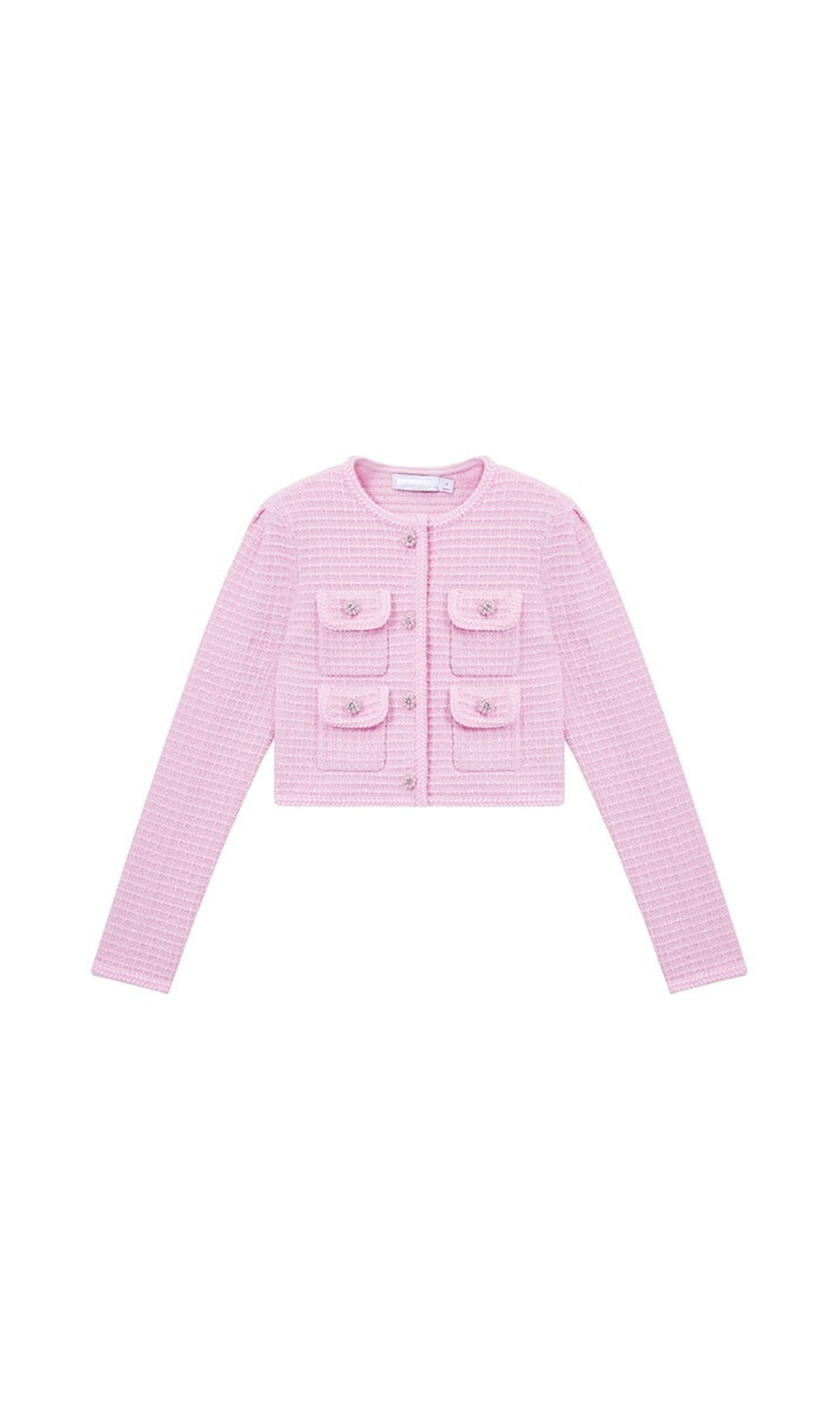 PINK SEQUIN TEXTURED KNIT JACKET