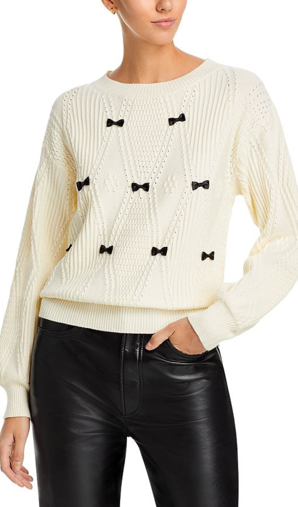 POINTELLE KNIT MINI BOW SWEATER