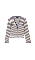 STRIPED KNIT CARDIGAN SWEATER