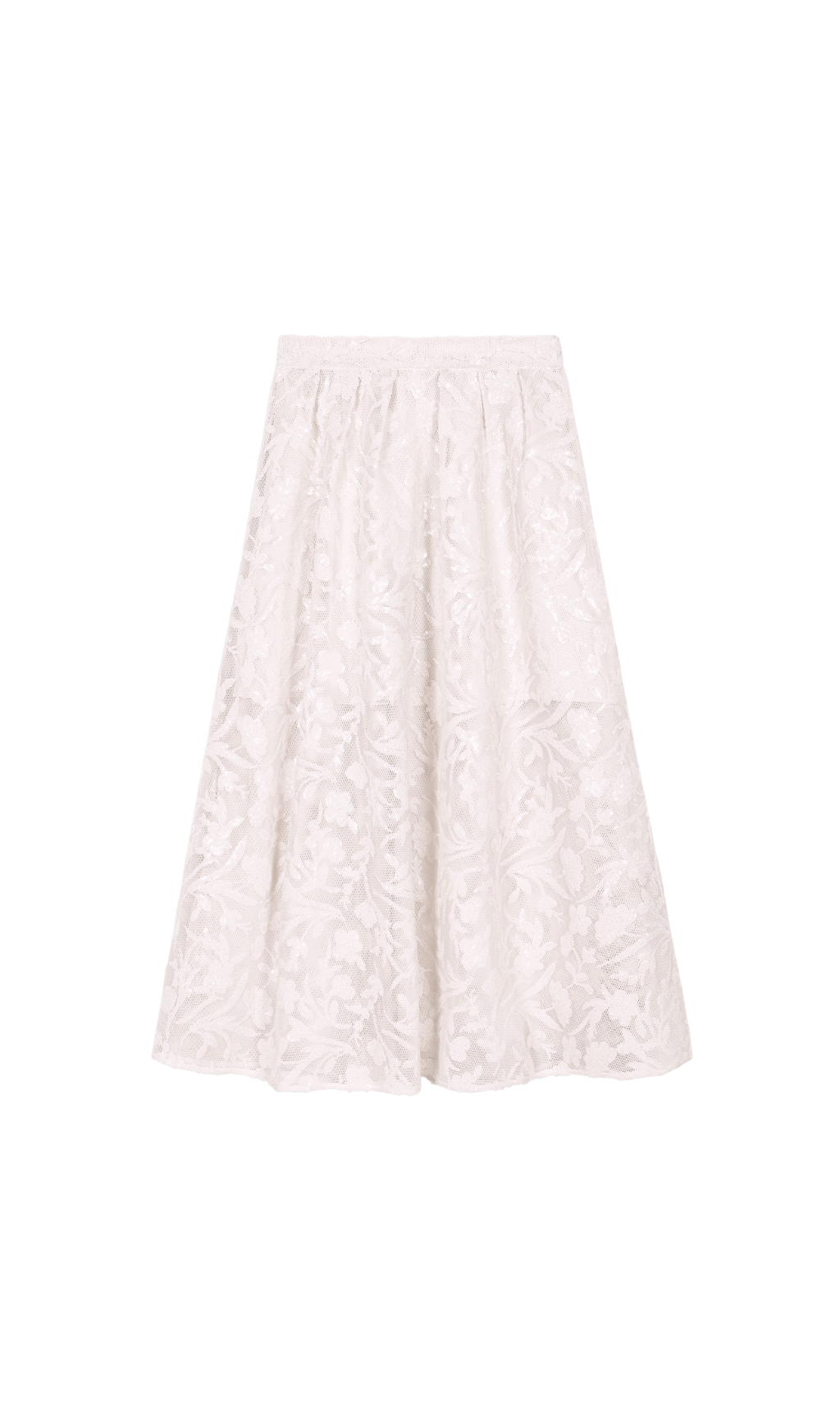 JUPON MESH FLORAL EMBROIDERED MAXI SKIRT