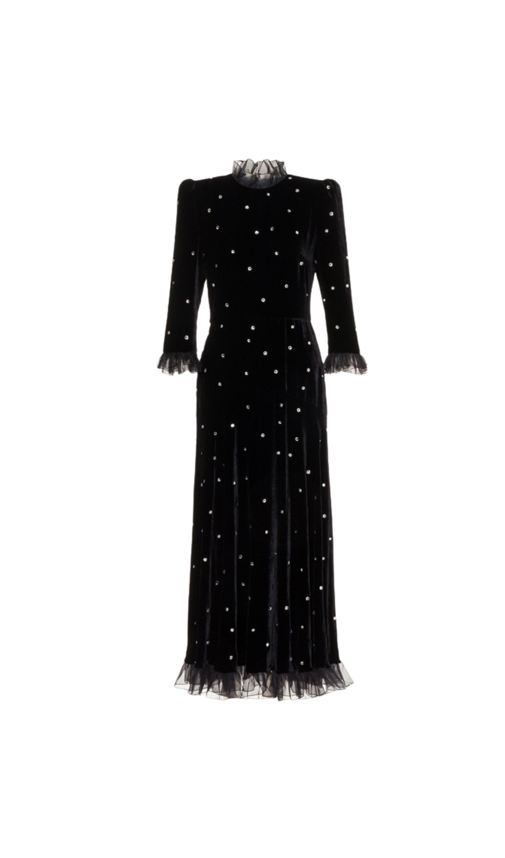BLACK VELVET DRESS WITH CRYSTALS