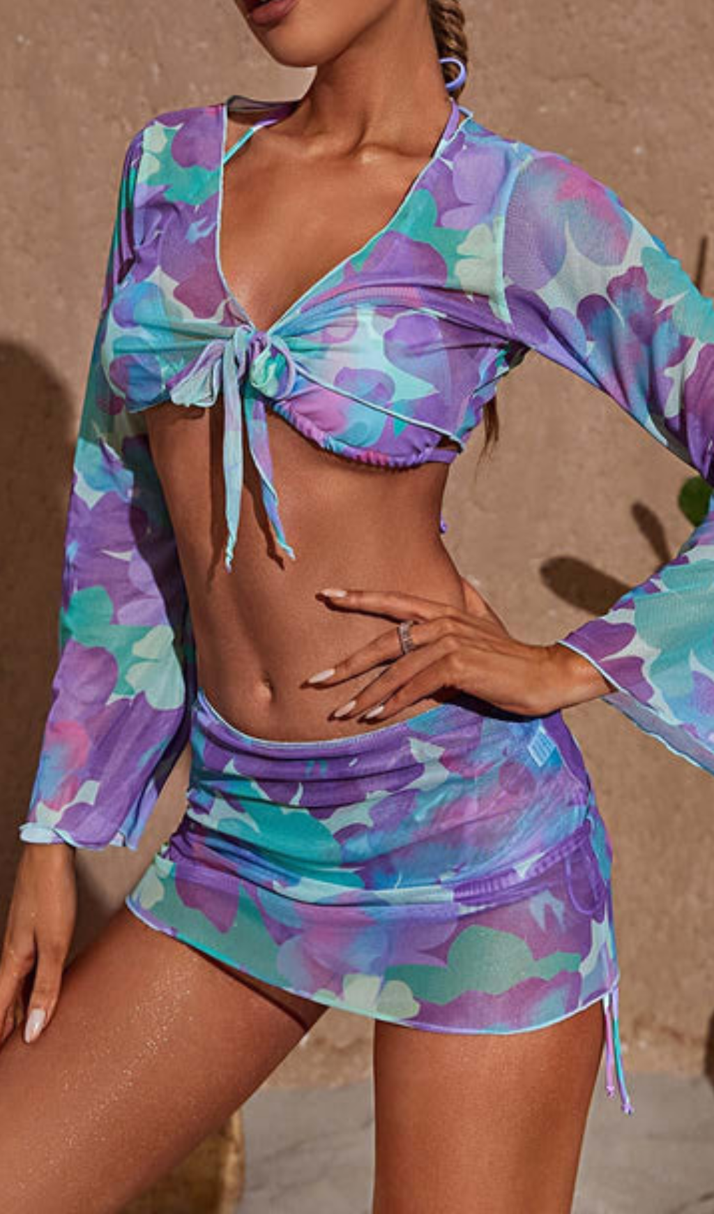 LEAH PRINTED BIKINI FOUR PIECE SET