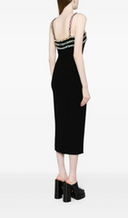 CRYSTAL-EMBELLISHED CADY MIDI DRESS