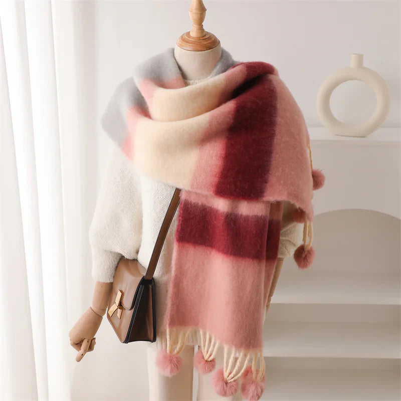 Winter Multicolor Cashmere Loop Yarn Pashmina Scarf