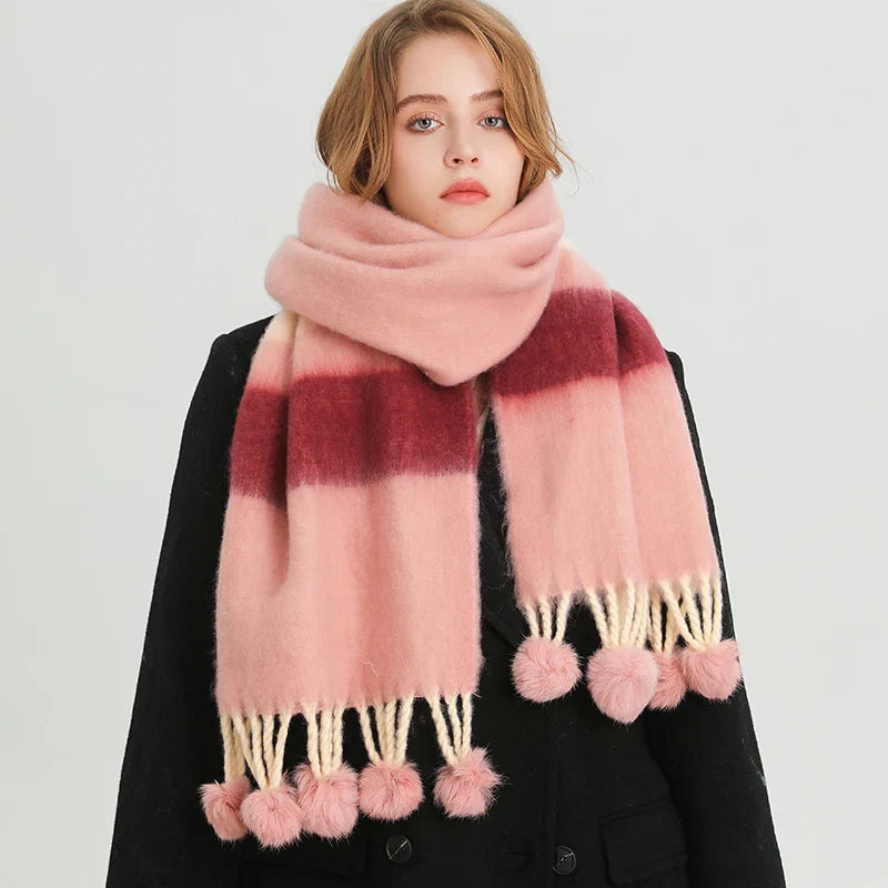 Winter Multicolor Cashmere Loop Yarn Pashmina Scarf