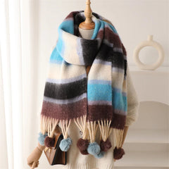 Winter Multicolor Cashmere Loop Yarn Pashmina Scarf