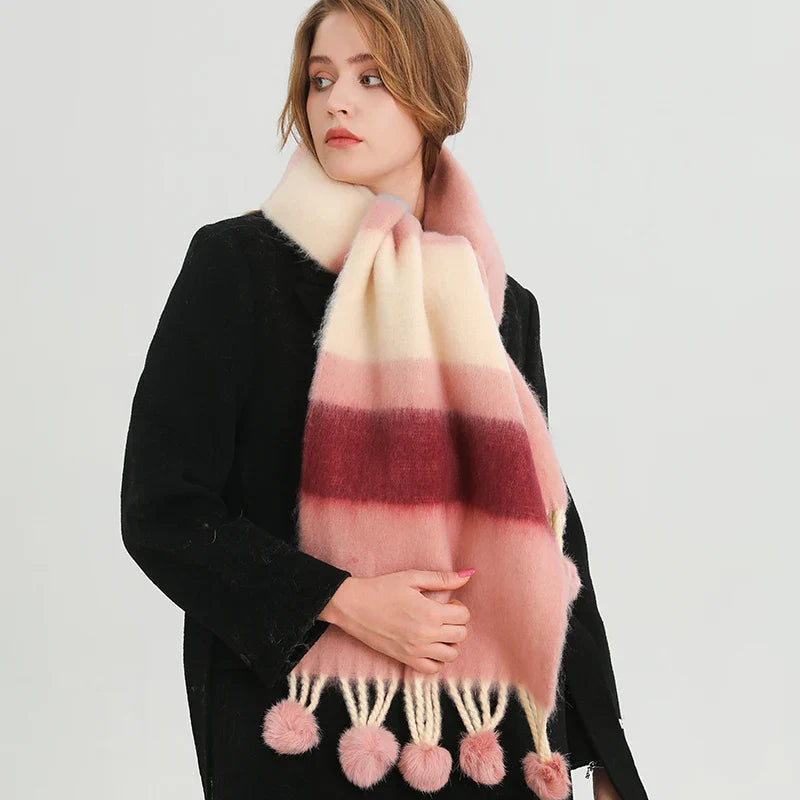 Winter Multicolor Cashmere Loop Yarn Pashmina Scarf