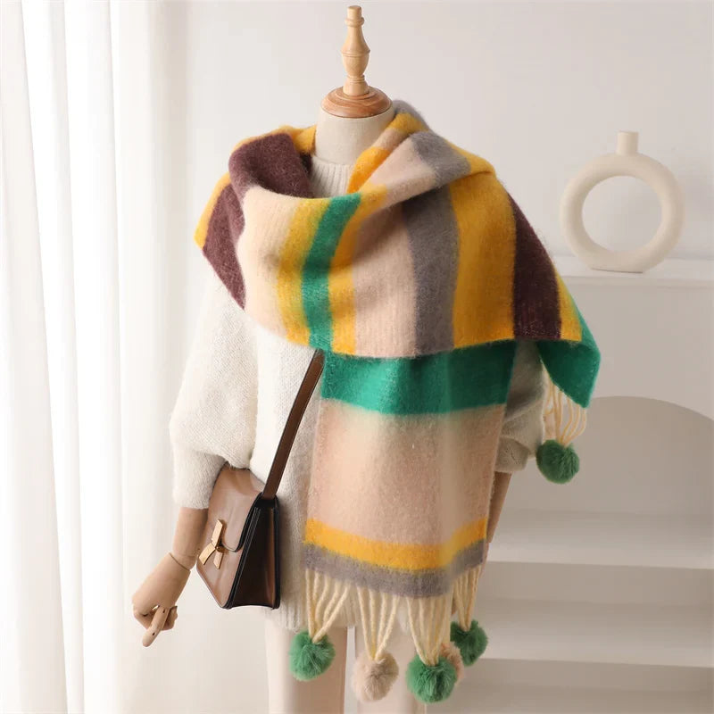 Winter Multicolor Cashmere Loop Yarn Pashmina Scarf